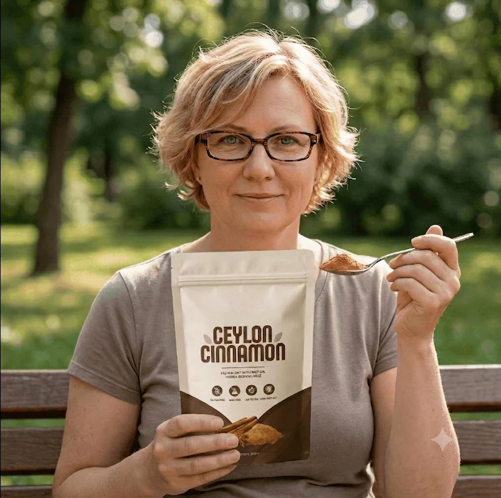 Woman enjoying OriginRoot Ceylon Cinnamon outdoors